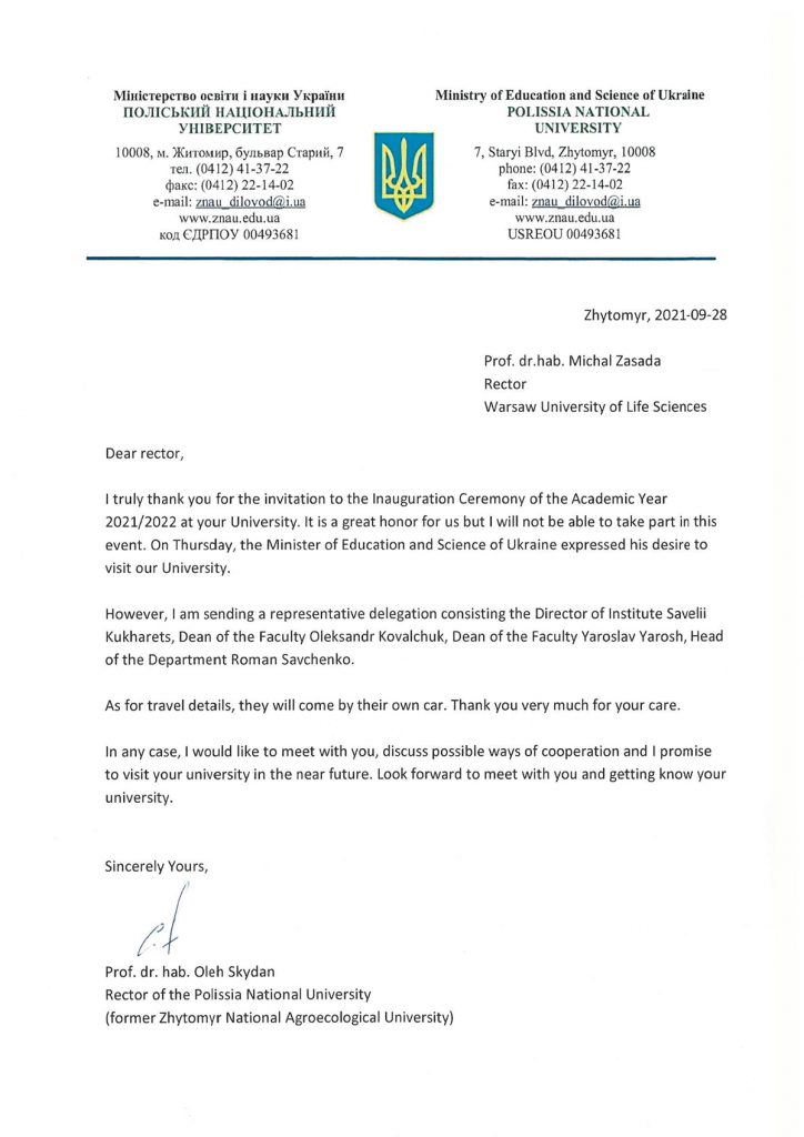 list_inauguracja_uniwerystet_polissia_national_university