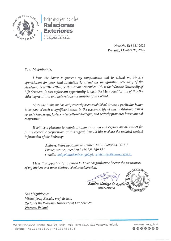 podziękowanie od ambasady Gwatemali