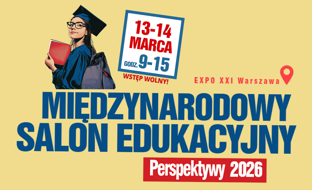 Ilustracja promująca wydarzenie „Perspektywy” odbywające się w dniach 25–26 września. Po lewej stronie widoczna postać dziewczyny w stroju akademickim trzymającej lupę. W tle kolorowy, abstrakcyjny kwiat na żółtym tle. Po prawej stronie napisy: „Widzimy się na Perspektywach”, logo „Perspektywy” oraz „25–26 września”.
