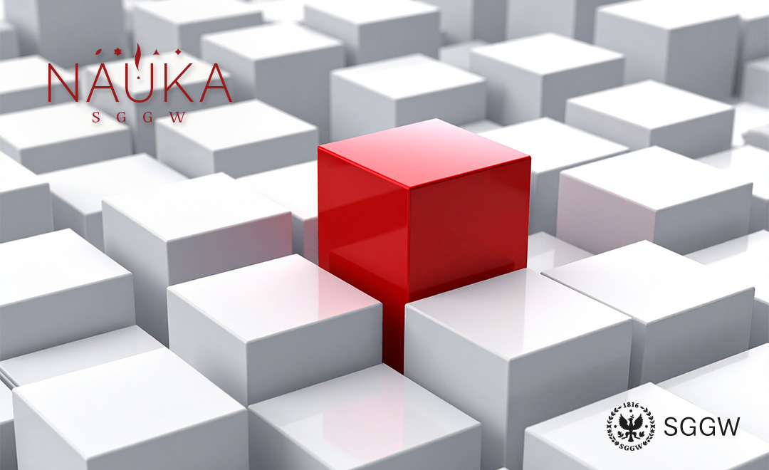 Czerwony klocek wyróżniający się na tle innych białych klocków